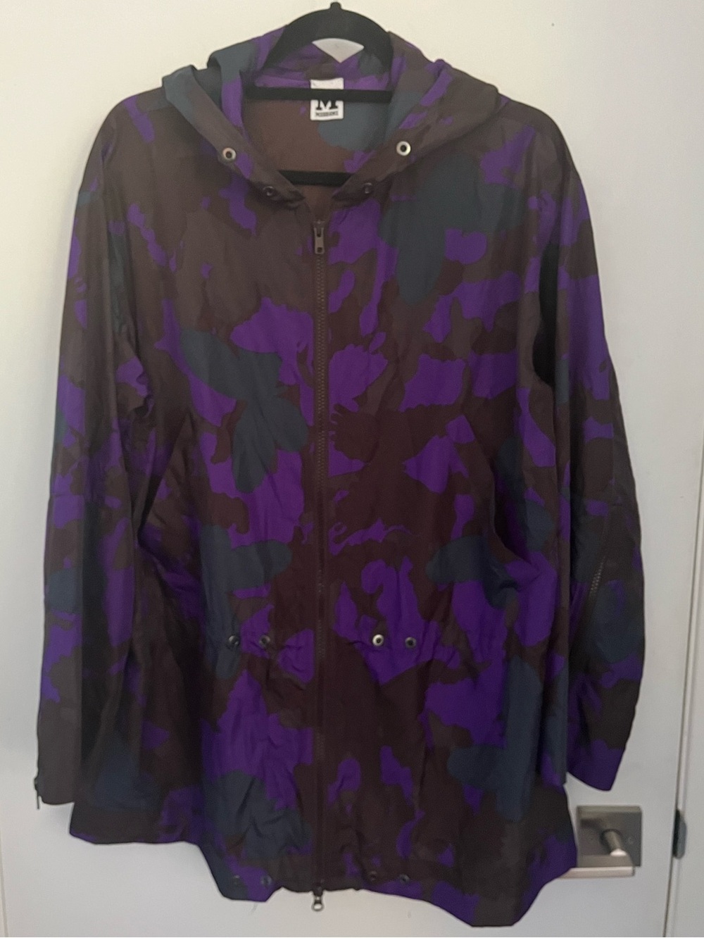 M Missoni Purple Brown Abstract Floral Lightweight Hooded Jacket Medium